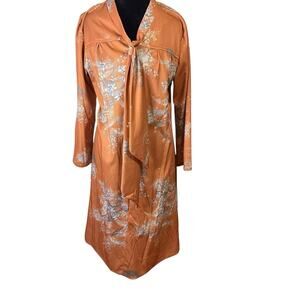 Peach Floral Housedress Vintage 70s